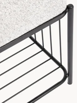Sgabello imbottito in bouclé con vano contenitore Milou