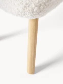 Sgabello imbottito in teddy con gambe in legno Wing