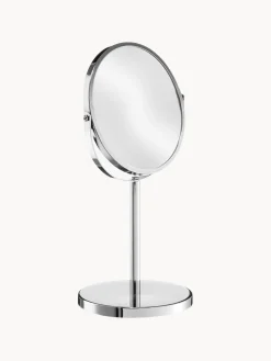 Specchio cosmetico rotondo con ingrandimento e base in metallo Flip