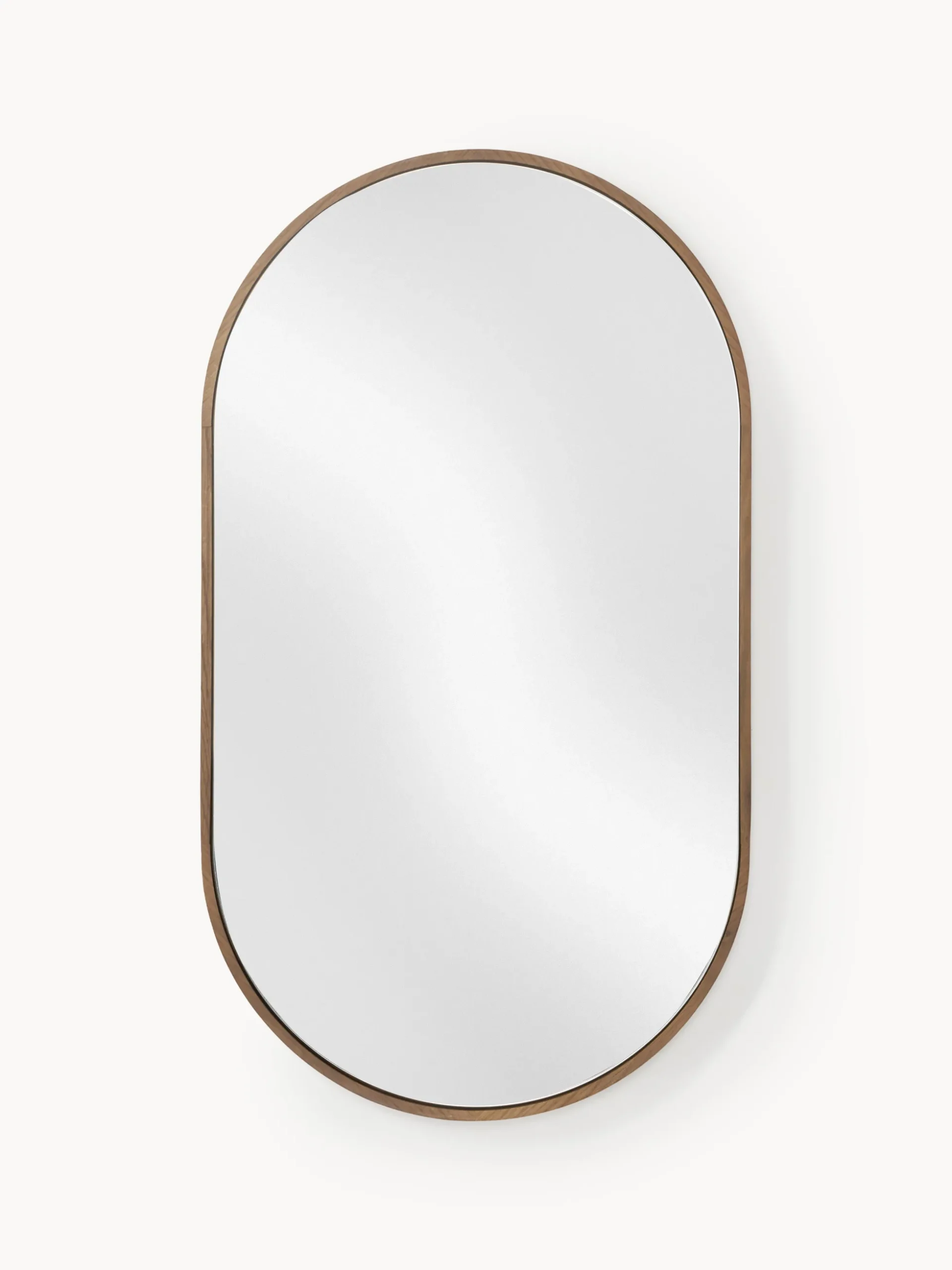 Specchio ovale da parete con cornice in legno di quercia Avery