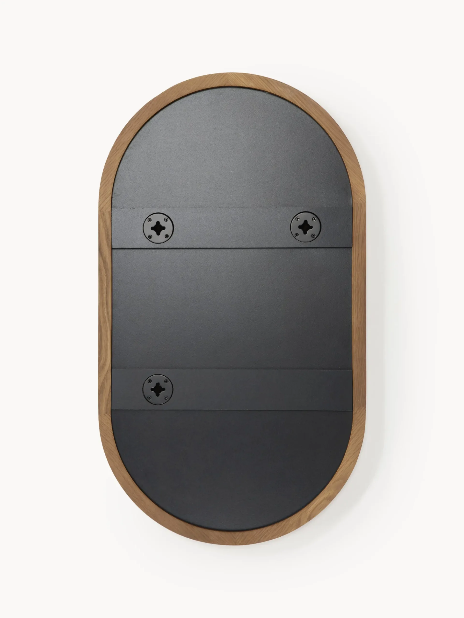 Specchio ovale da parete con cornice in legno di quercia Avery