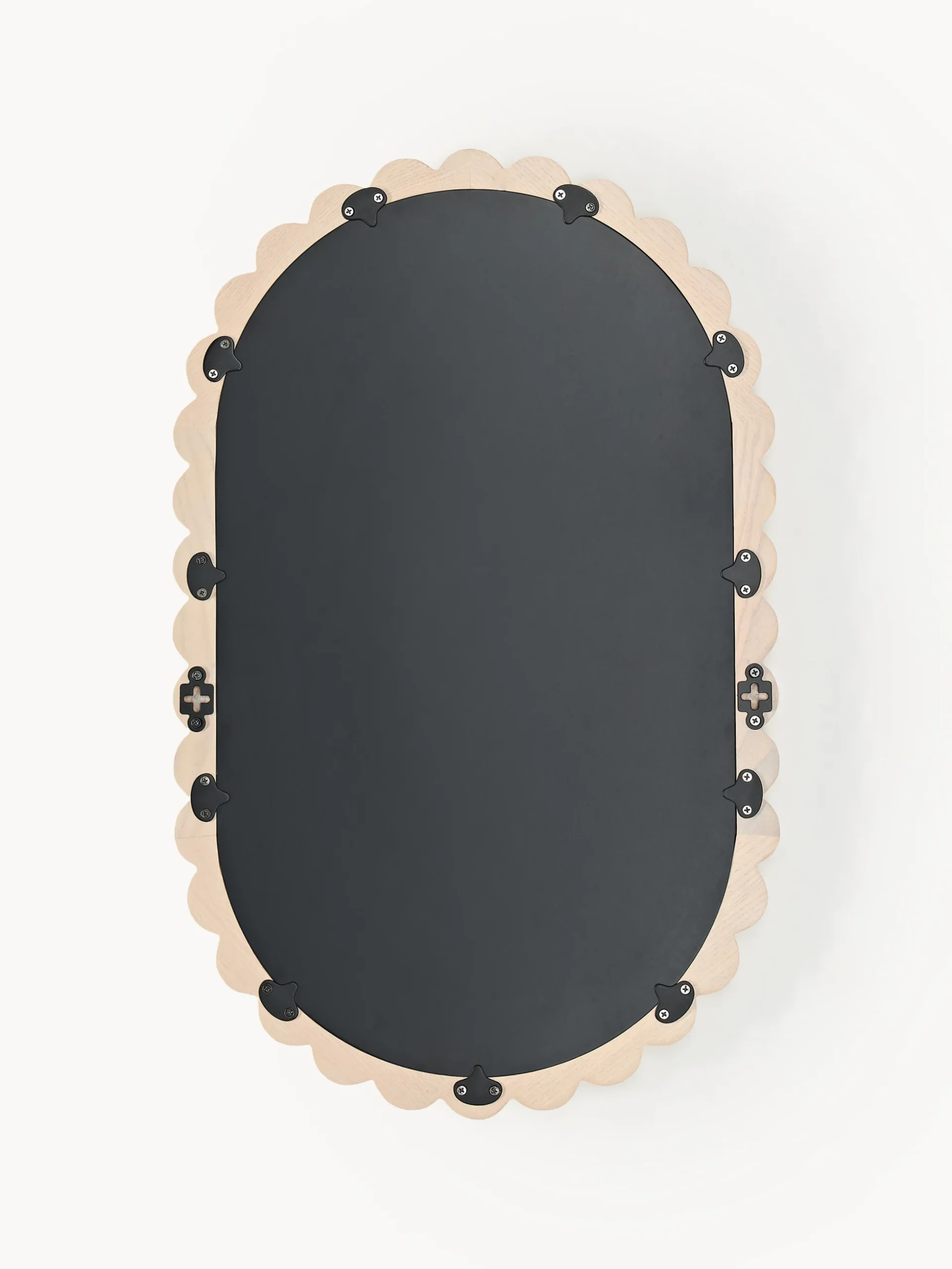 Specchio ovale da parete con cornice in legno di frassino Ayu