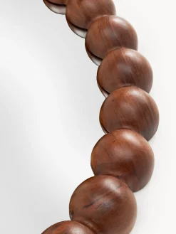 Specchio rotondo da parete con cornice in legno di acacia Ayu