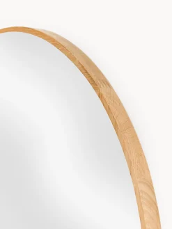 Specchio rotondo da parete con cornice in legno di quercia Avery