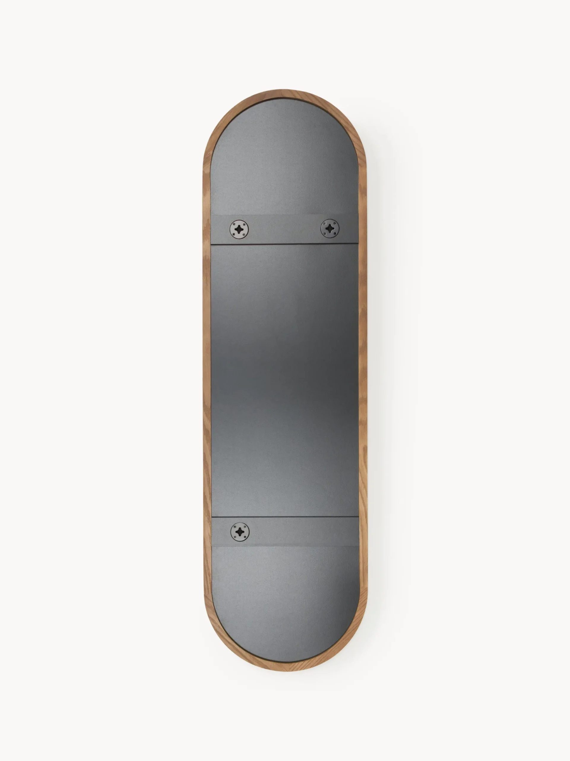 Specchio ovale da parete con cornice in legno di quercia Avery