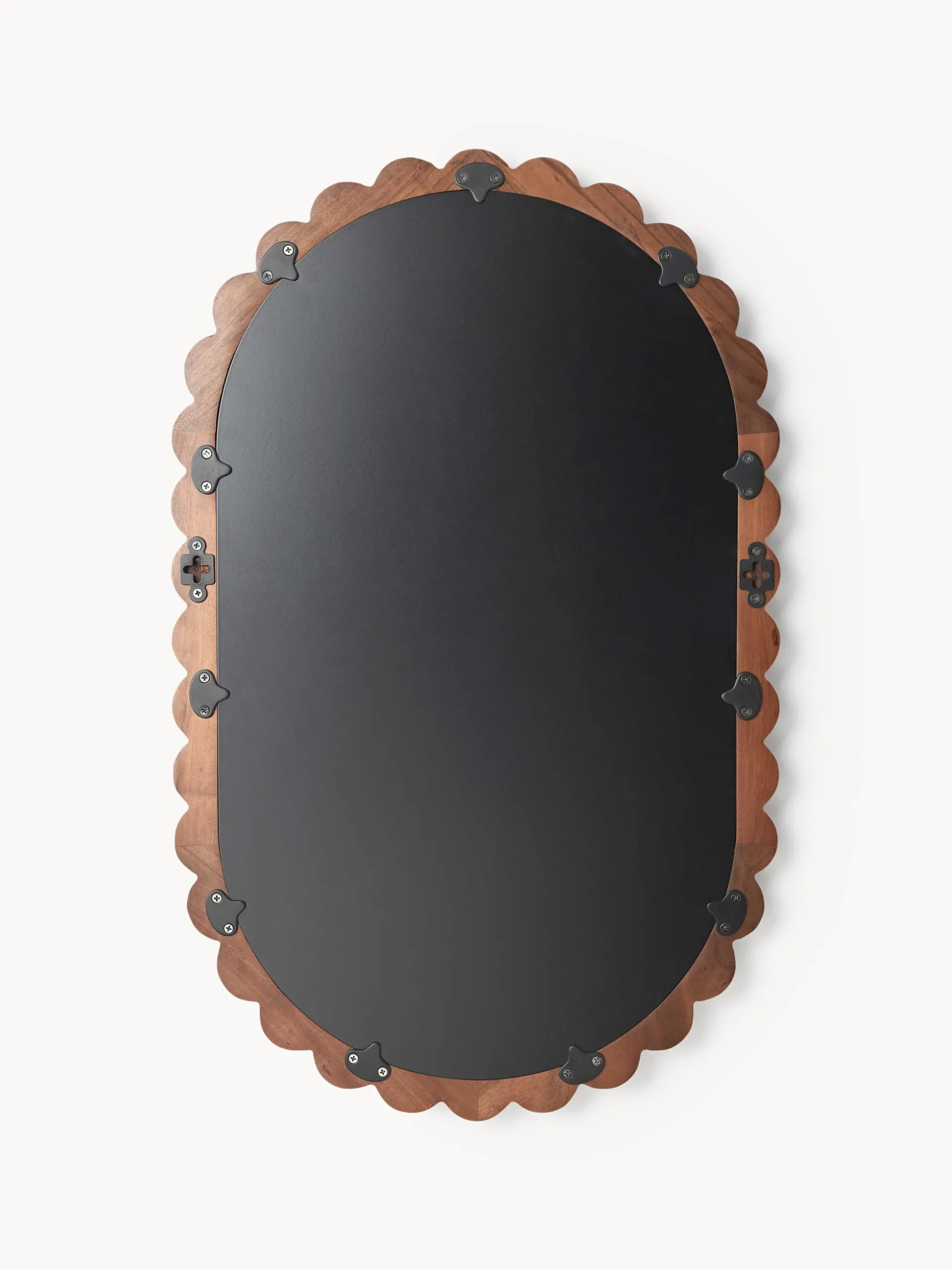 Specchio ovale da parete con cornice in legno di acacia Ayu