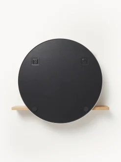 Specchio rotondo da parete con mensola in legno Kenny