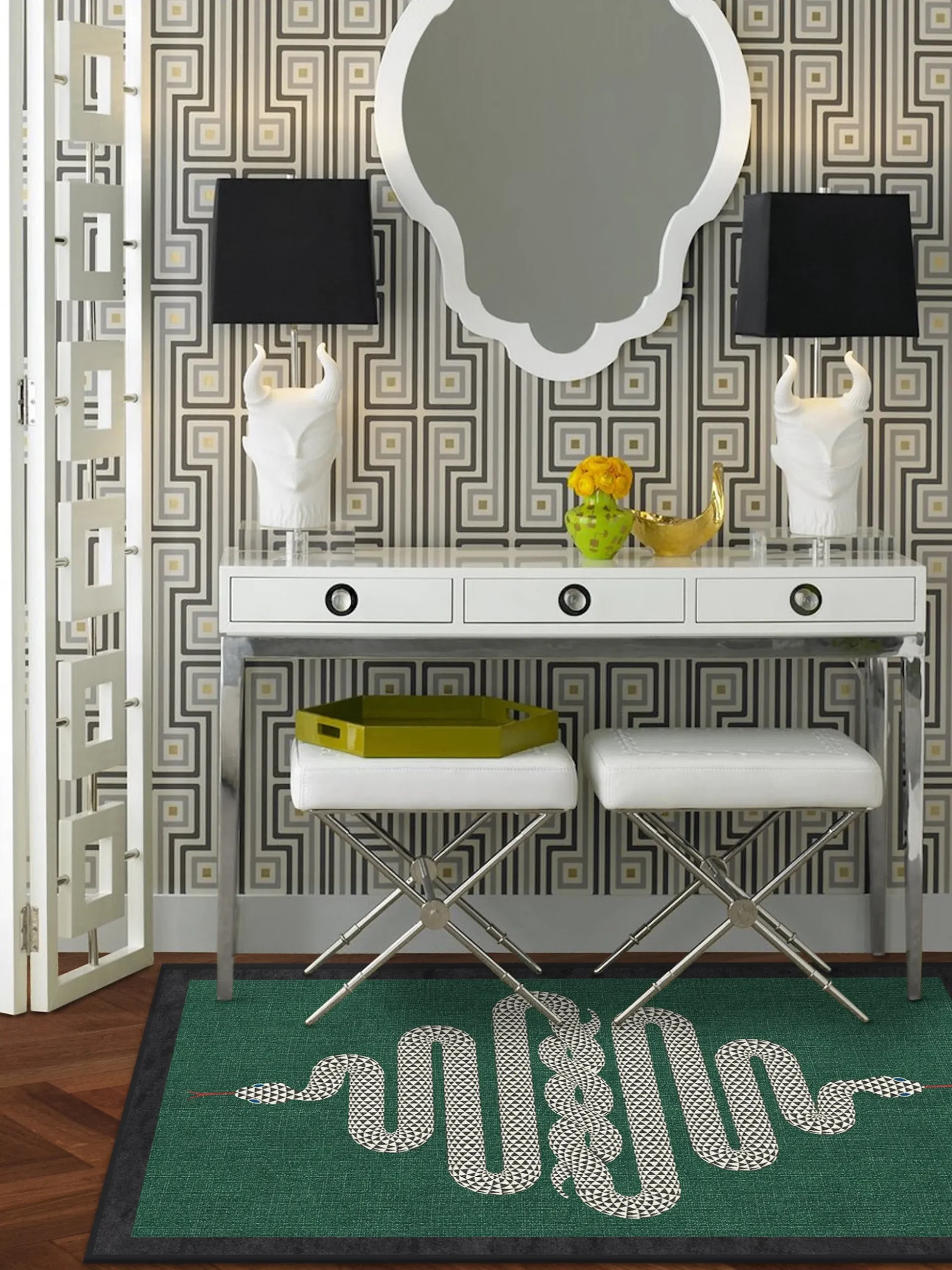 Tappeto a pelo corto lavabile Venom by Jonathan Adler