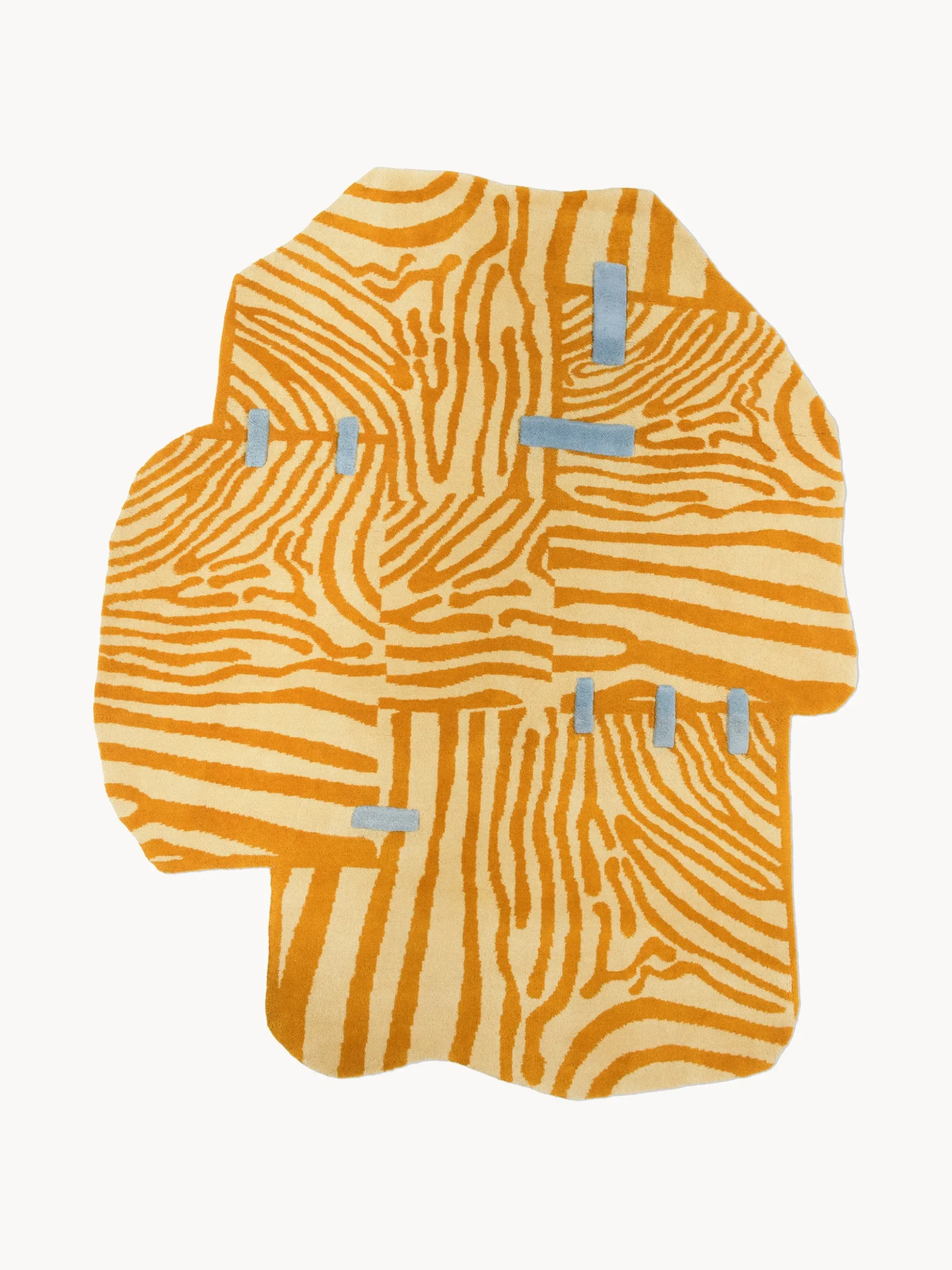 Tappeto in lana annodato a mano con effetto alto-basso Patch