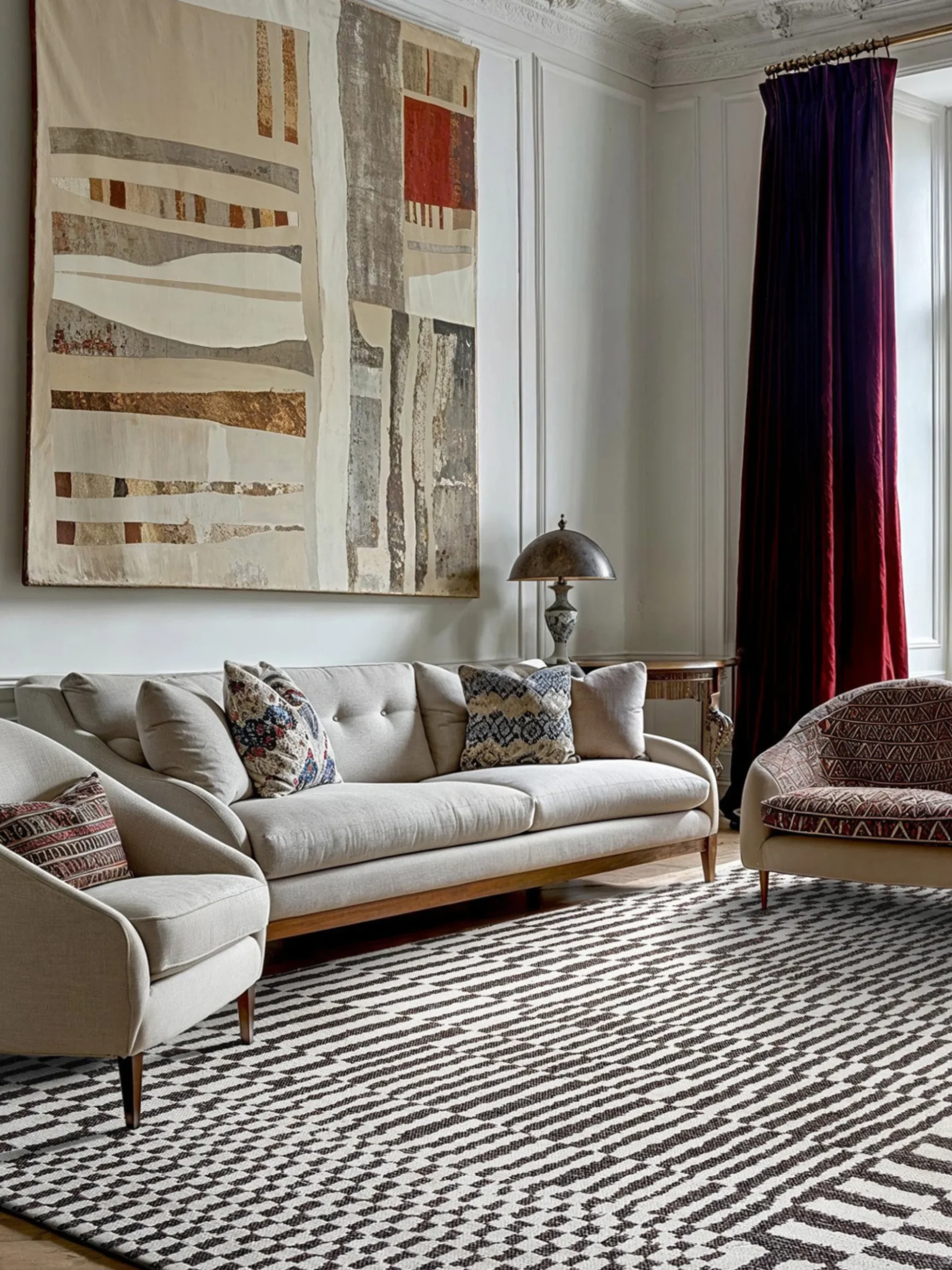 Tappeto jacquard lavabile da interno-esterno Berber