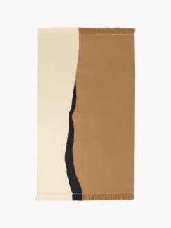 Tappeto kilim in lana tessuto a mano con frange Soil