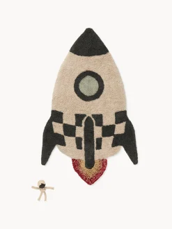 Tappeto per bambini fatto a mano Rocket, lavabile