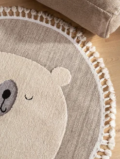 Tappeto rotondo per bambini con nappe e motivo in rilievo Momo