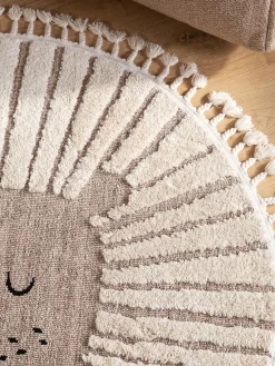 Tappeto rotondo per bambini con nappe e motivo in rilievo Momo