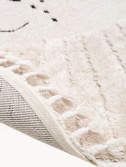 Tappeto rotondo per bambini con nappe e motivo in rilievo Momo