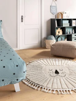 Tappeto rotondo per bambini con nappe e motivo in rilievo Momo