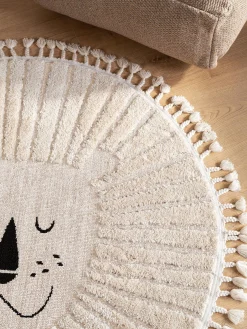 Tappeto rotondo per bambini con nappe e motivo in rilievo Momo
