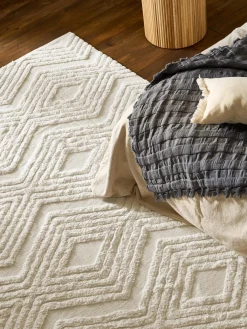 Tappeto in cotone tessuto a mano con struttura in rilievo Ziggy
