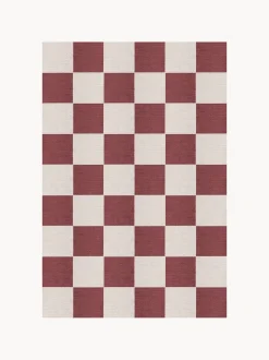 Tappeto in iuta a pelo corto tessuto a mano Chess Flatweave