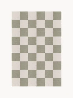 Tappeto in iuta a pelo corto tessuto a mano Chess Flatweave