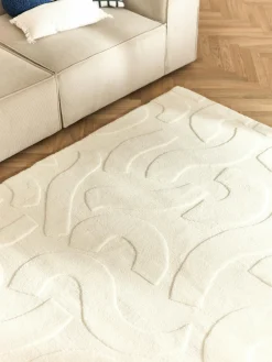 Tappeto in lana tessuto a mano con struttura in rilievo Clio