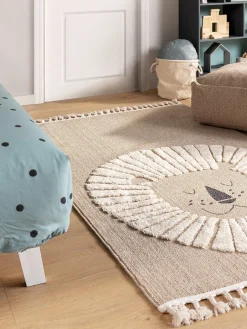 Tappeto per bambini con nappe e motivo in rilievo Momo