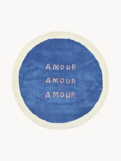 Tappeto rotondo a pelo lungo Amour, fatto a mano