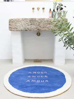 Tappeto rotondo a pelo lungo Amour, fatto a mano