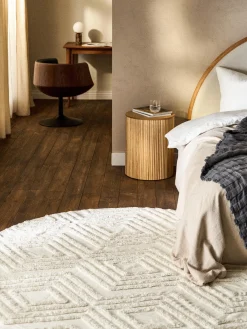 Tappeto rotondo in cotone con struttura in rilievo Ziggy