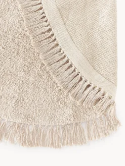 Tappeto rotondo in cotone fatto a mano con frange Daya