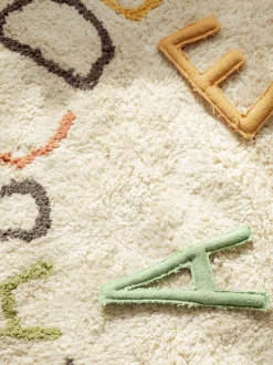 Tappeto rotondo per bambini fatto a mano Back To School, lavabile