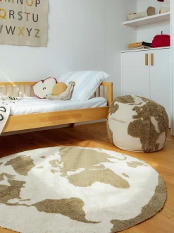 Tappeto rotondo per bambini fatto a mano Back To School, lavabile