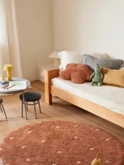 Tappeto rotondo per bambini lavabile fatto a mano con struttura in rilievo Dot