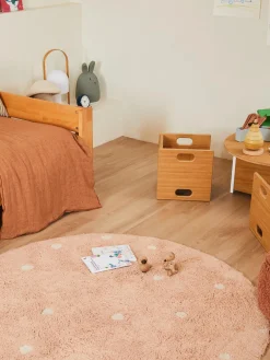 Tappeto rotondo per bambini lavabile fatto a mano con struttura in rilievo Dot