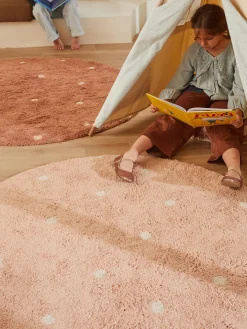 Tappeto rotondo per bambini lavabile fatto a mano con struttura in rilievo Dot