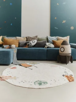 Tappeto rotondo per bambini lavabile Interstellar Journey