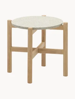 Tavolino da giardino rotondo in terrazzo e legno di eucalipto Pola