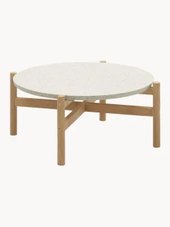 Tavolino da giardino rotondo in terrazzo e legno di eucalipto Pola