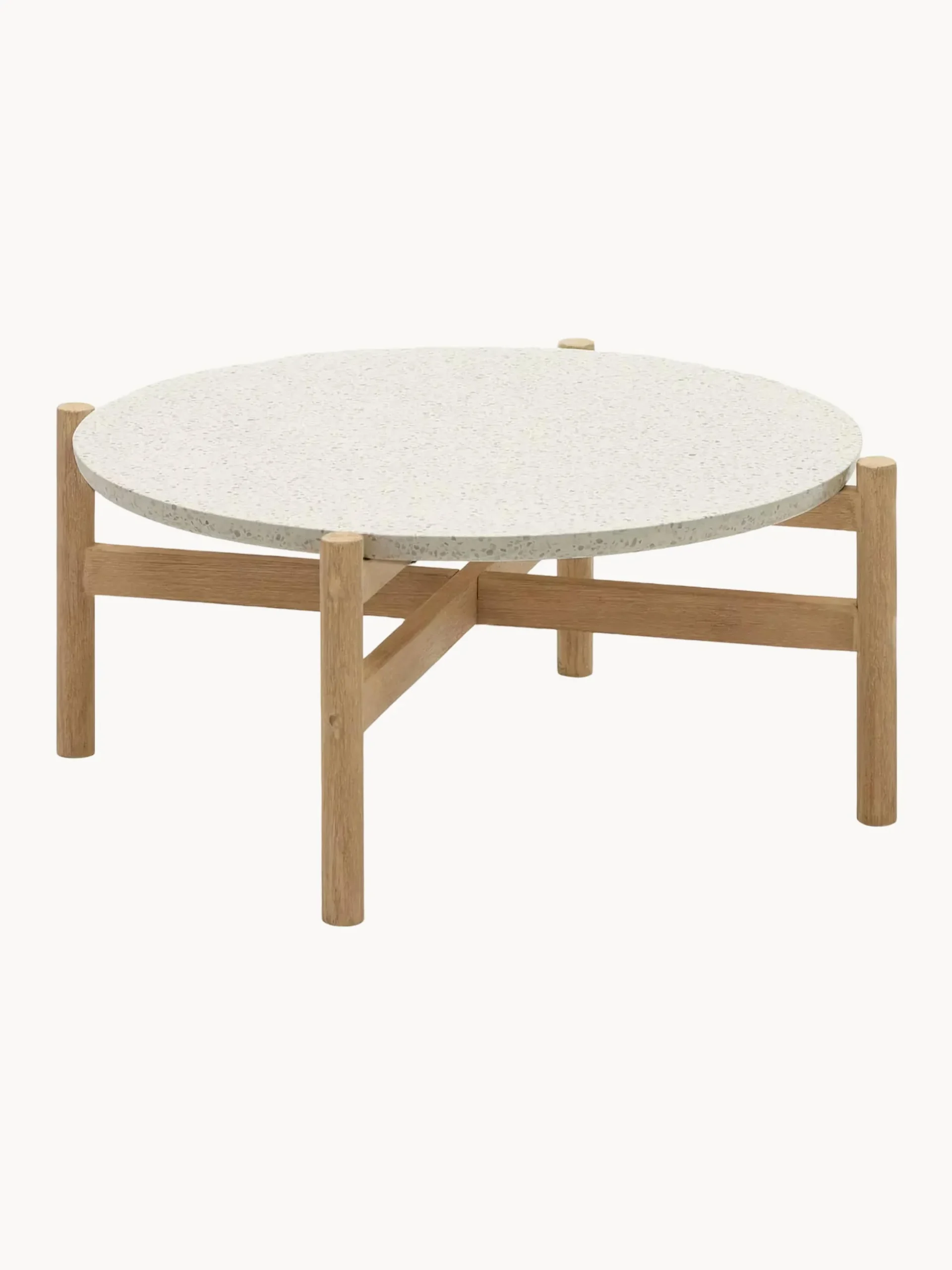 Tavolino da giardino rotondo in terrazzo e legno di eucalipto Pola