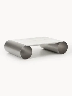 Tavolino da salotto con piano in marmo Blaze, larg. 120 cm