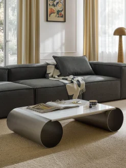 Tavolino da salotto con piano in marmo Blaze, larg. 120 cm