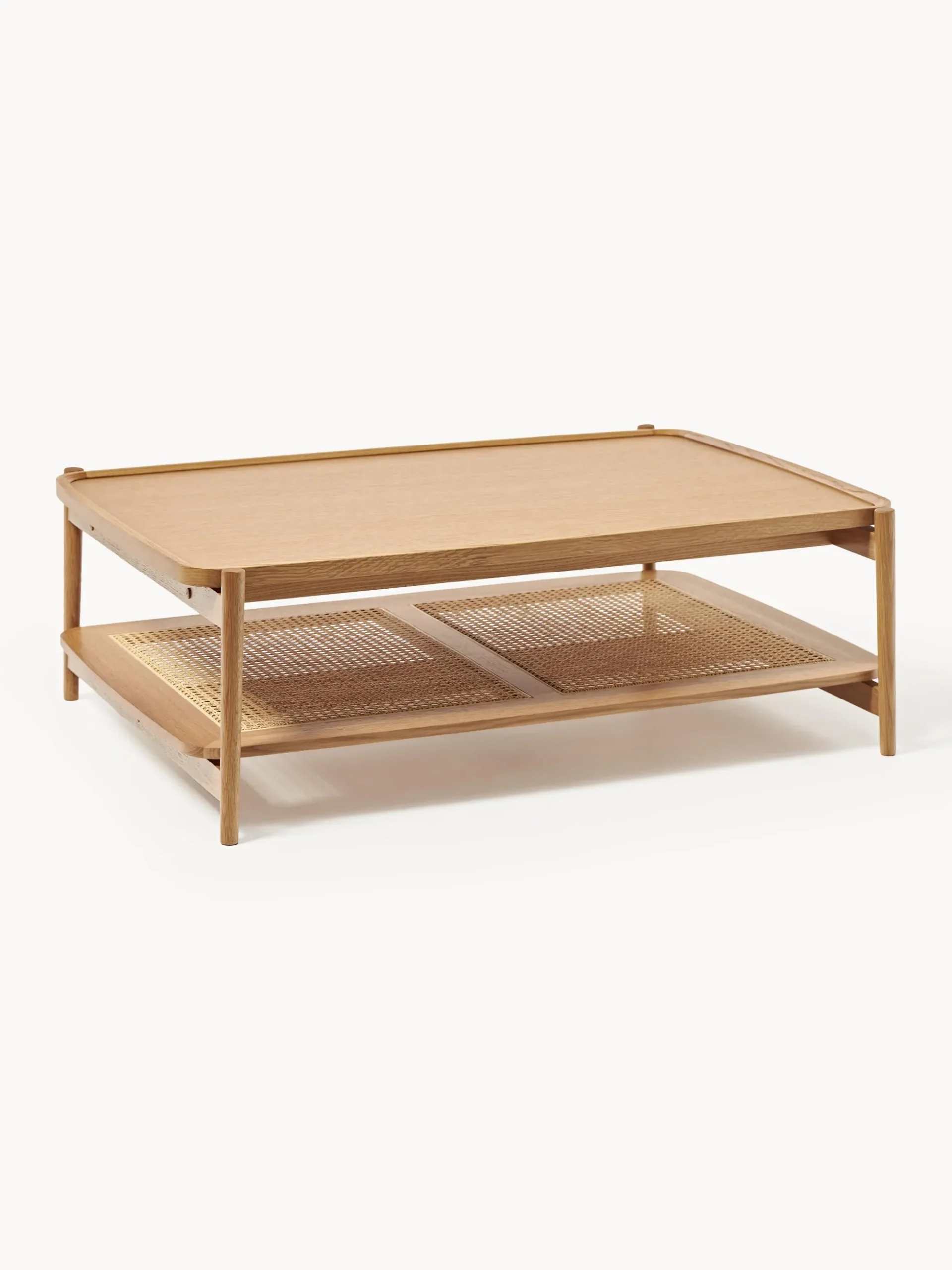 Tavolino da salotto in legno con spazio storage e intreccio viennese Libby