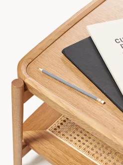 Tavolino da salotto in legno con spazio storage e intreccio viennese Libby