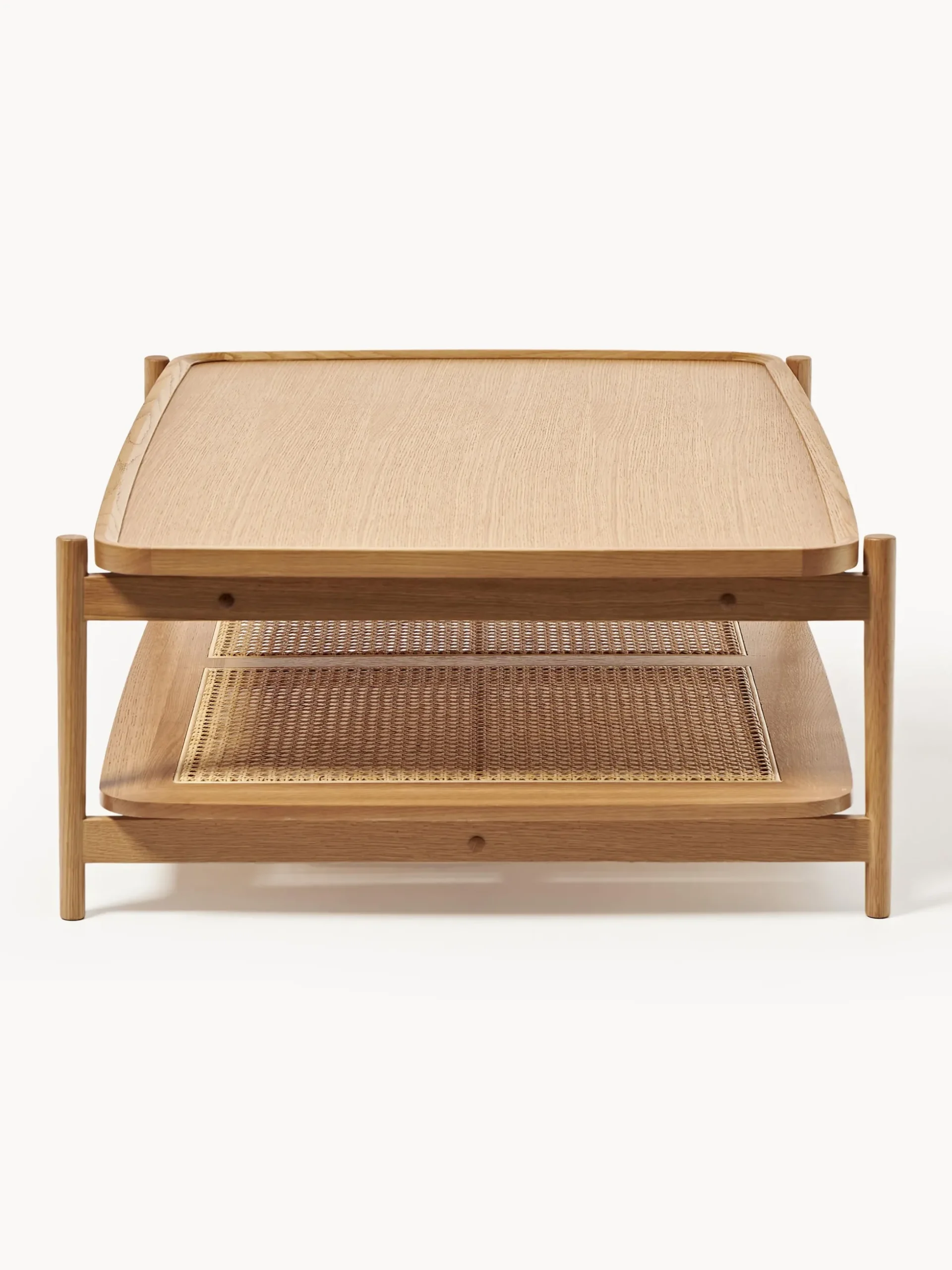 Tavolino da salotto in legno con spazio storage e intreccio viennese Libby