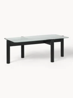 Tavolino da salotto in legno di faggio con piano in vetro Kob
