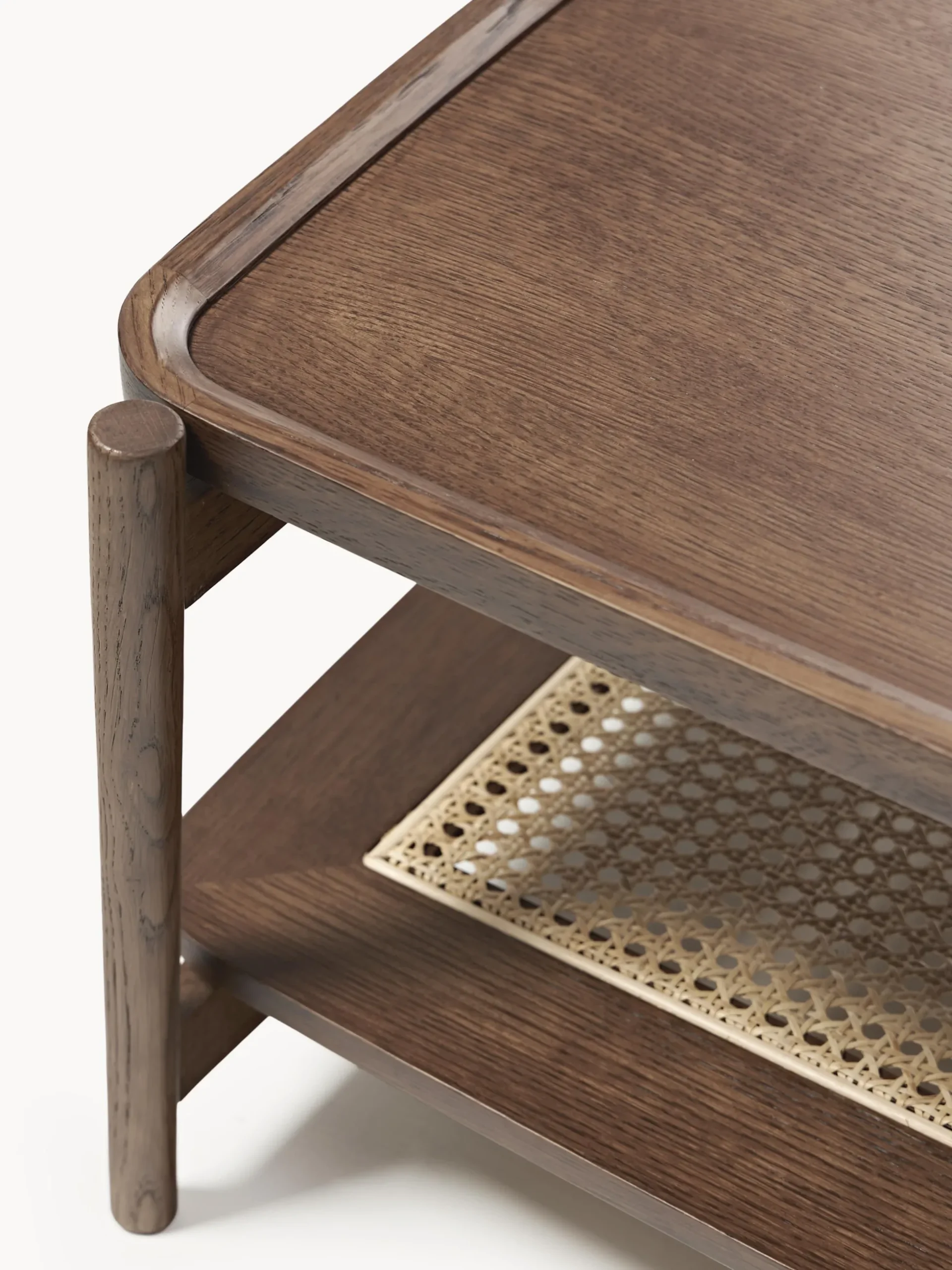 Tavolino da salotto in legno con spazio storage e intreccio viennese Libby