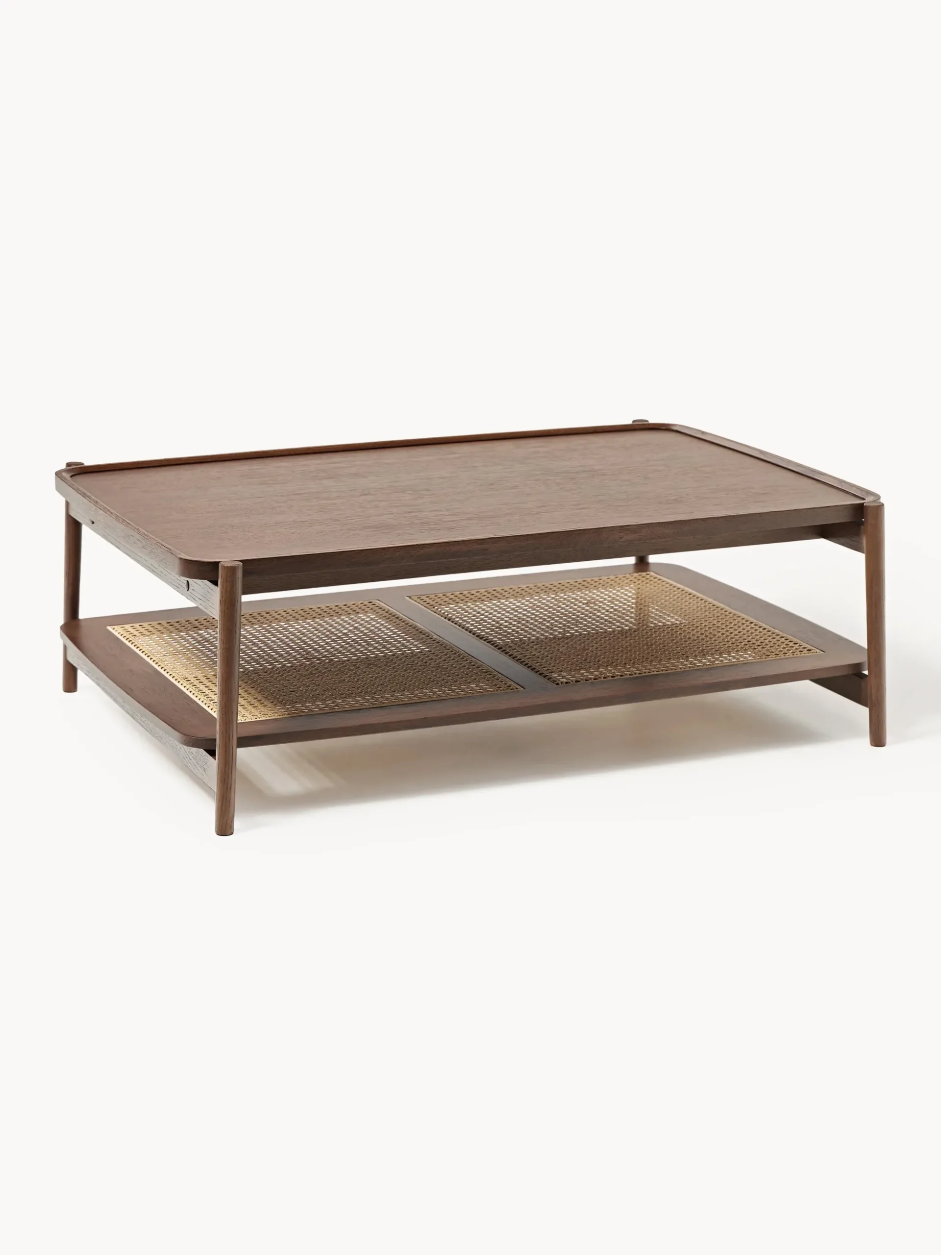 Tavolino da salotto in legno con spazio storage e intreccio viennese Libby