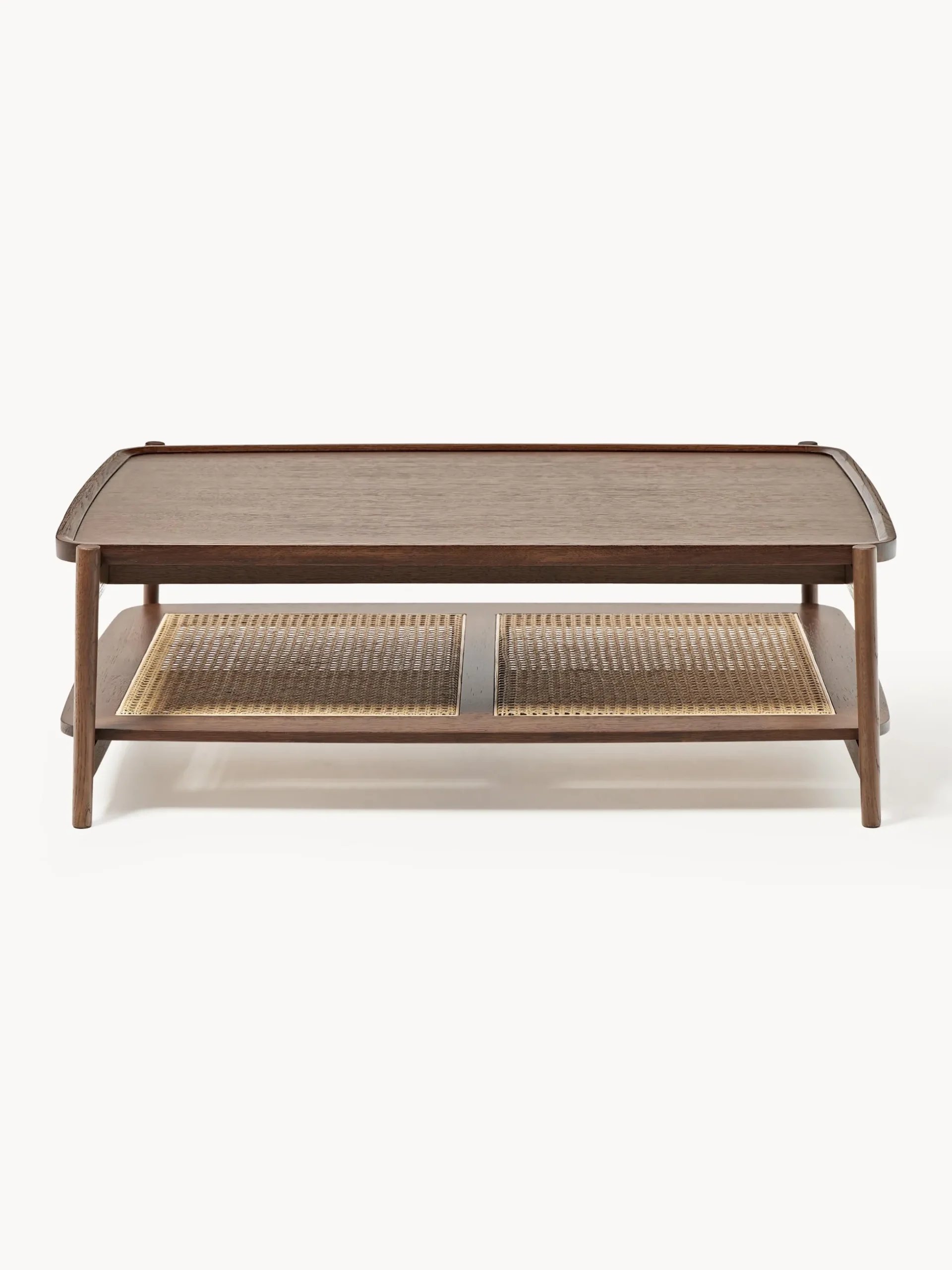 Tavolino da salotto in legno con spazio storage e intreccio viennese Libby