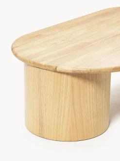 Tavolino da salotto ovale in legno di quercia Didi