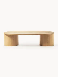 Tavolino da salotto ovale in legno di quercia Didi